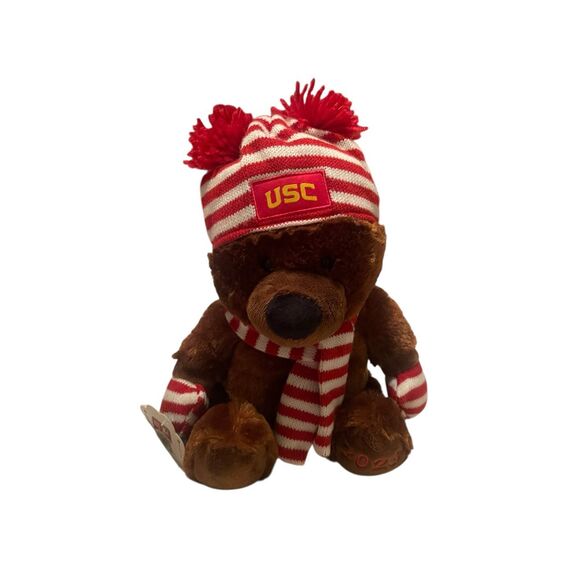 NWT NCAA USC Limited 2023 Mascot Factory Brown Stuffed Teddy Bear Beanie Scarf - Picture 5 of 13